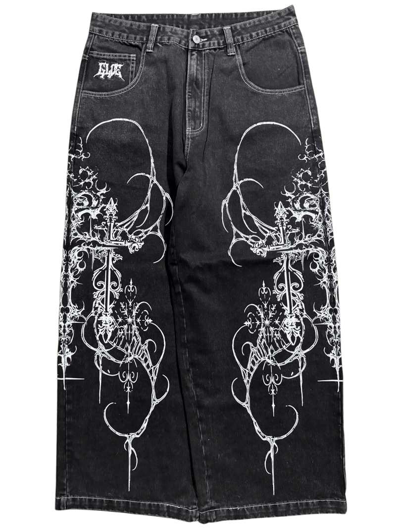 Black Wide Leg GLOE Cyber Jeans - Gloe Product, Inc.