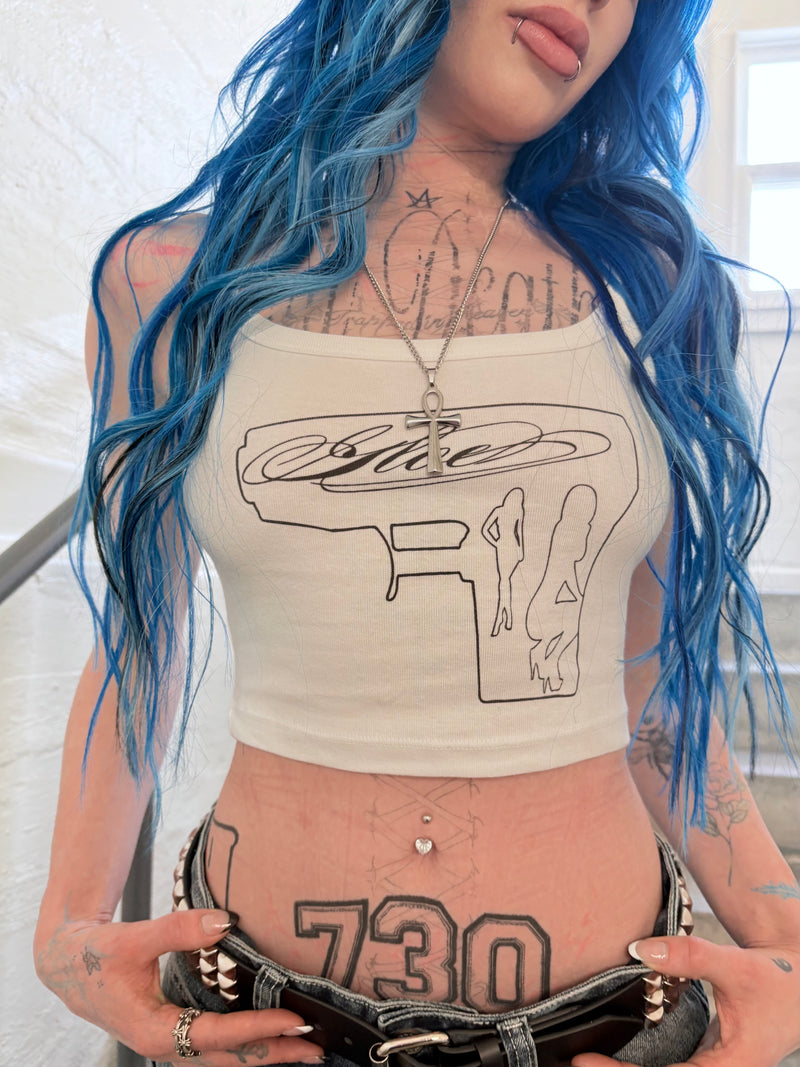 White Cursive GLOE Crop Top