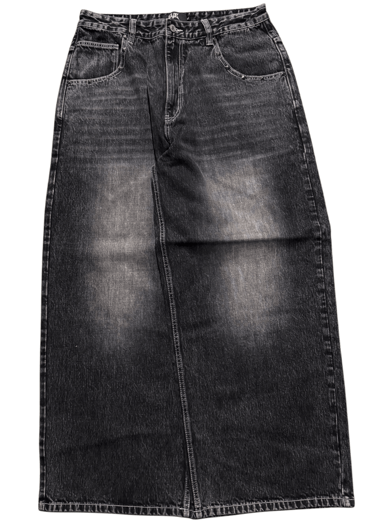 Black Washed Wide Leg Blank Stud Jeans v2 - Gloe Product, Inc.