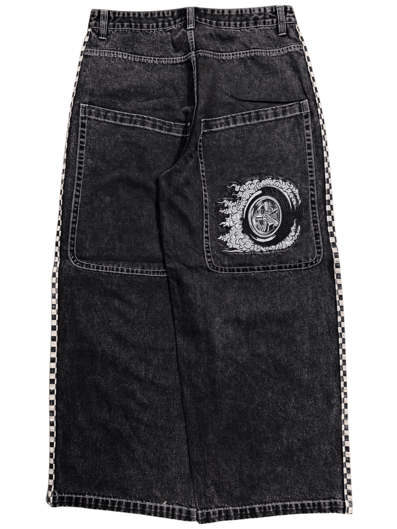 Black Wide Leg GLOE Burn Out Jeans - Gloe Product, Inc.