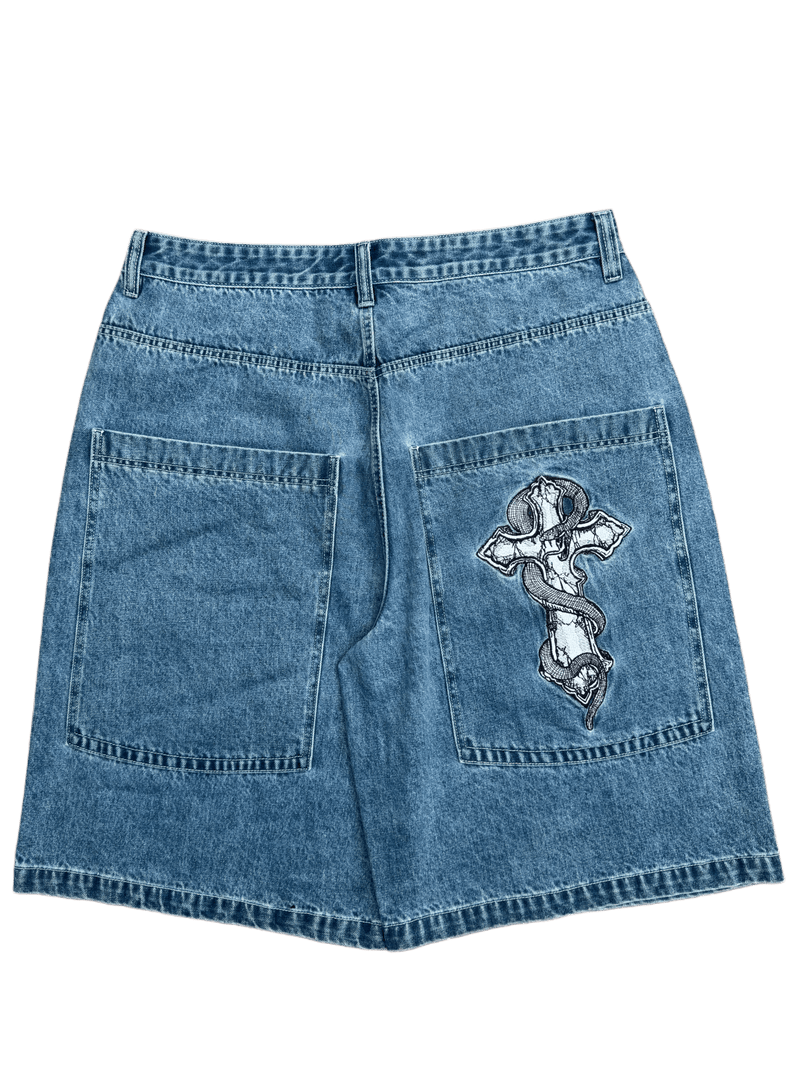 Blue Snake Cross GLOE Jorts - Gloe Product, Inc.