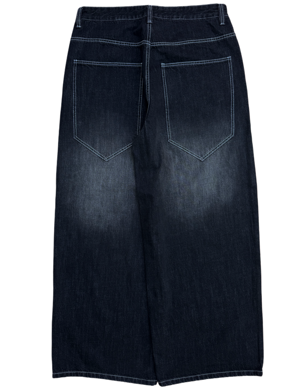 Black Washed Wide Leg Blank Stud Jeans v2