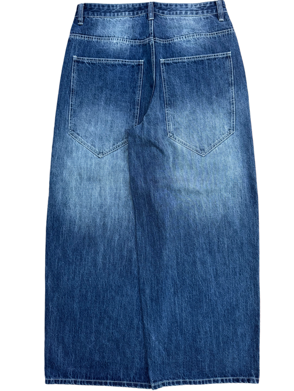 Blue Washed Wide Leg Blank Stud Jeans v2