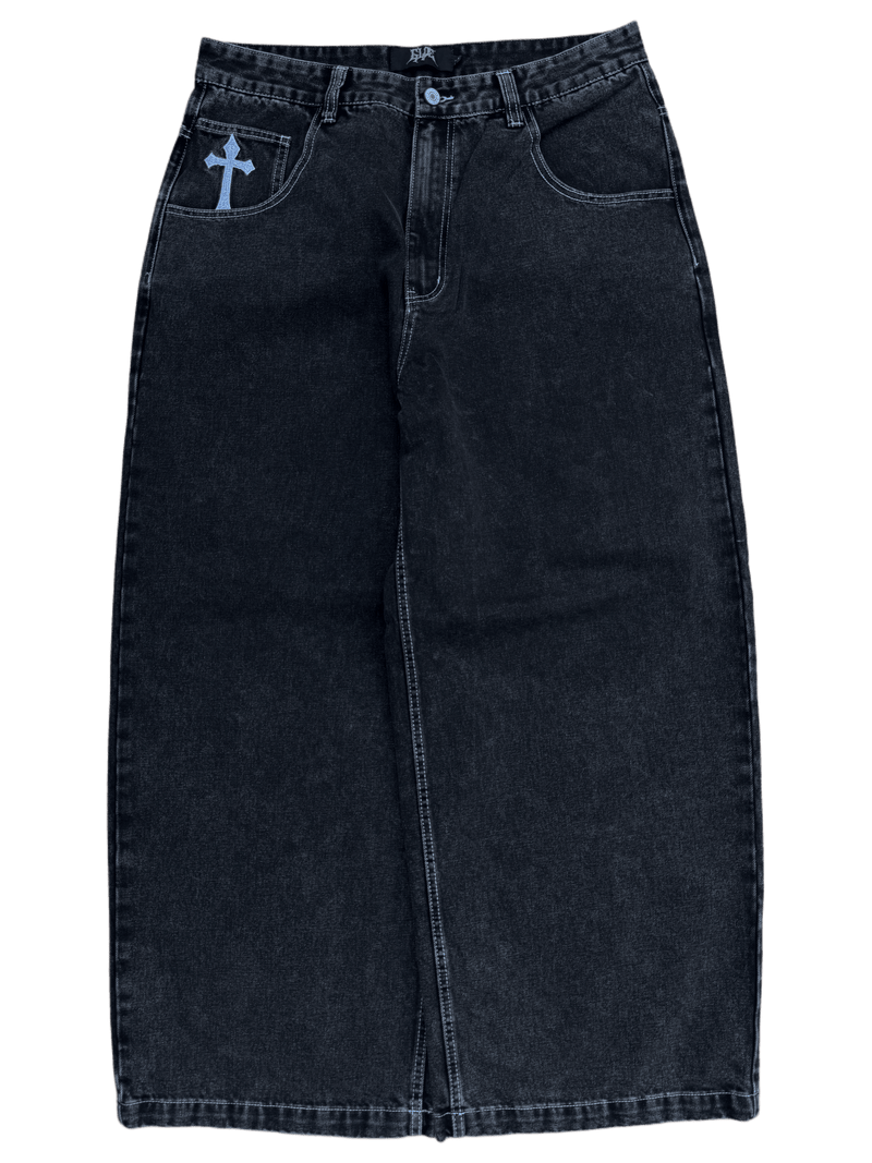 Black Wide Leg GLOE Cross Jeans v2 - Gloe Product, Inc.