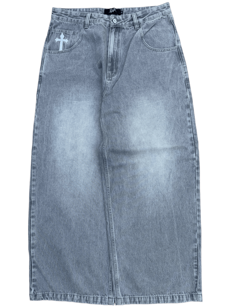 Grey Wash Wide Leg GLOE Cross Jeans v2 - Gloe Product, Inc.