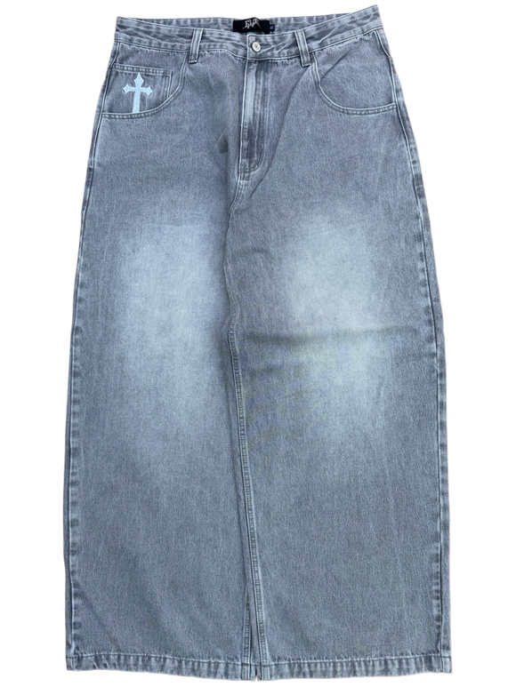 Grey Wash Wide Leg GLOE Cross Jeans v2