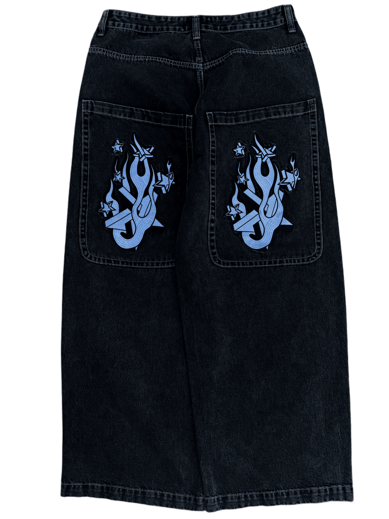 Black Wide Leg GLOE Star Jeans - Gloe Product, Inc.