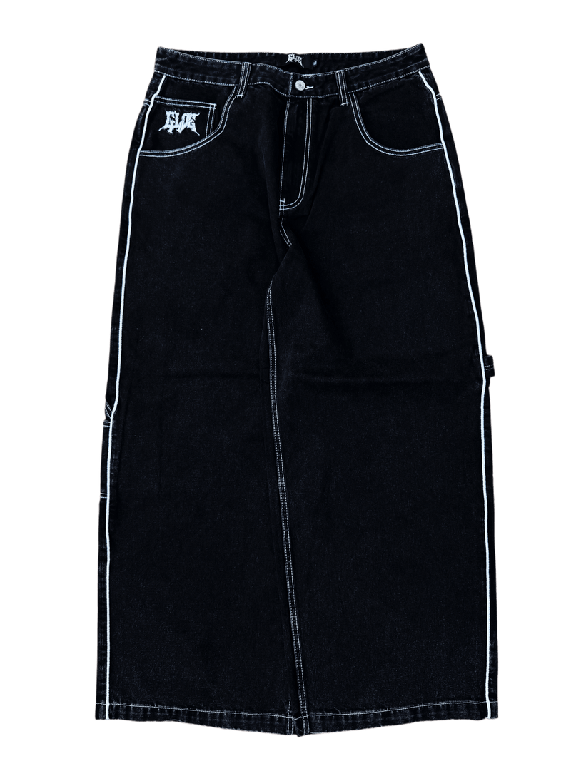 Black Wide Leg GLOE Spray Can Carpenter Jeans V2 - Gloe Product, Inc.