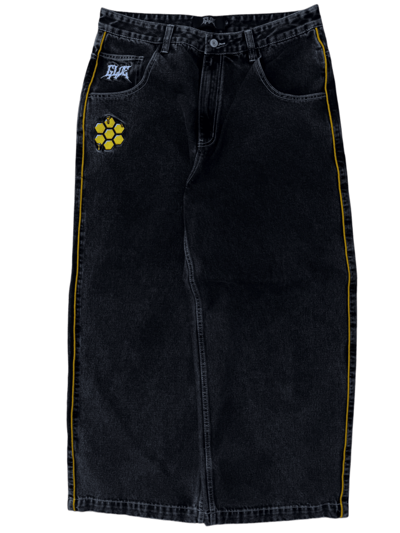 Black Wide Leg GLOE Wasp Jeans - Gloe Product, Inc.