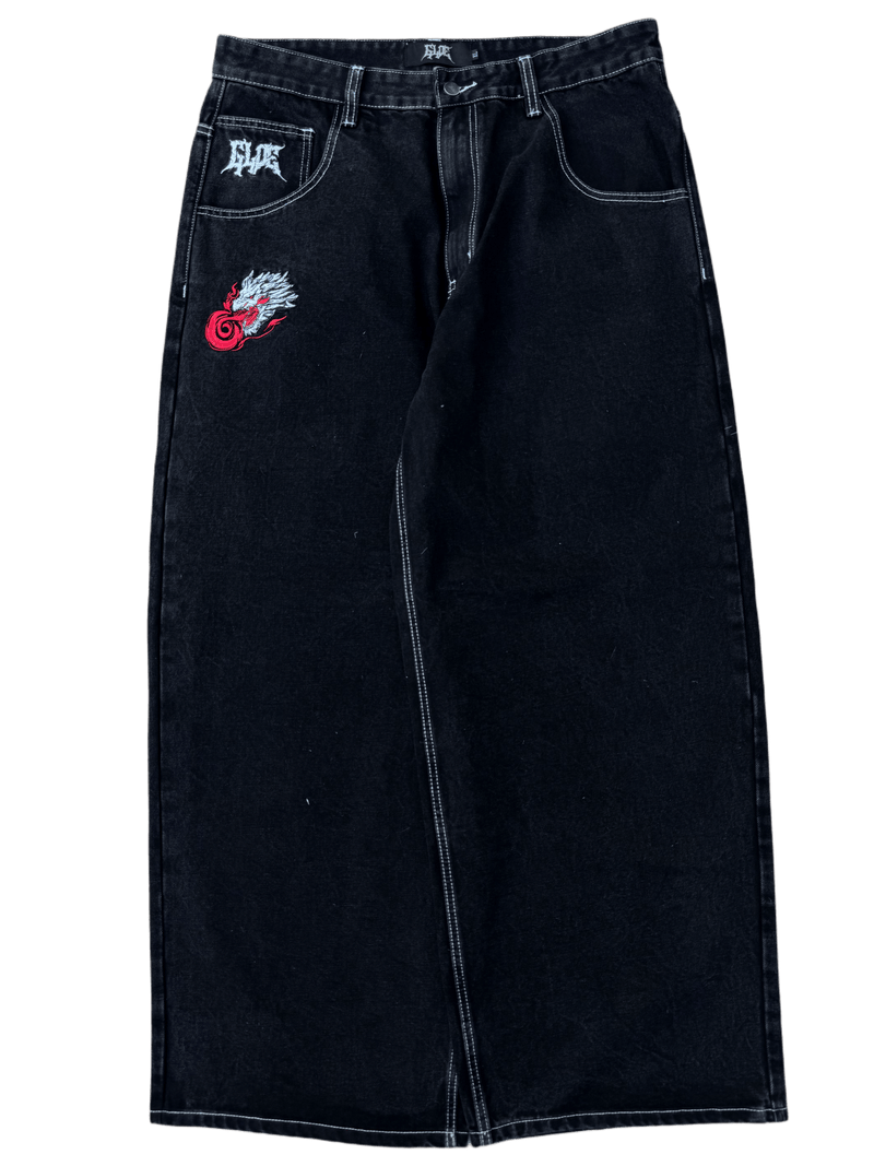 OG Black Wide Leg GLOE Dragon Jeans V1 - Gloe Product, Inc.