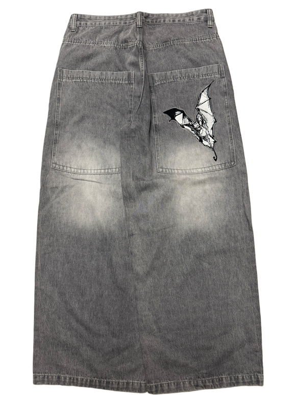 Grey Washed Wide Leg GLOE Bat Jeans