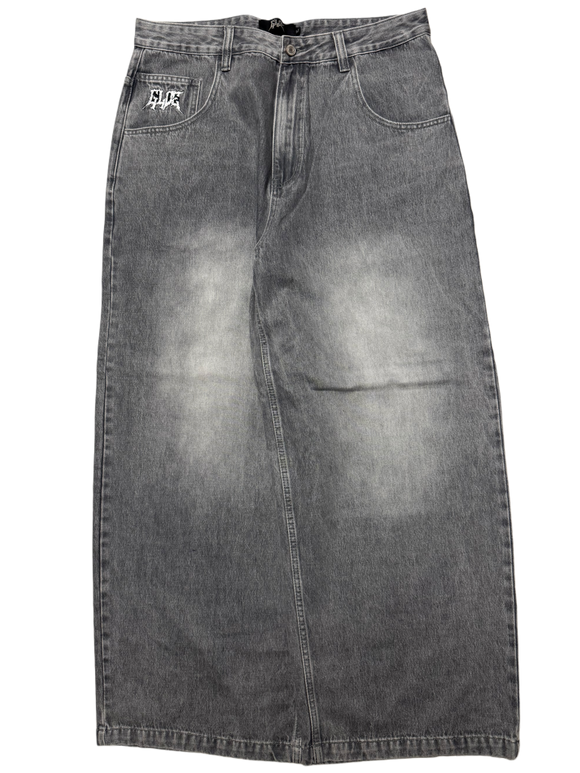 Grey Washed Wide Leg GLOE Bat Jeans