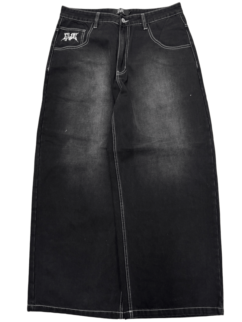 Black Wash Wide Leg GLOE Ghost Jeans - Gloe Product, Inc.