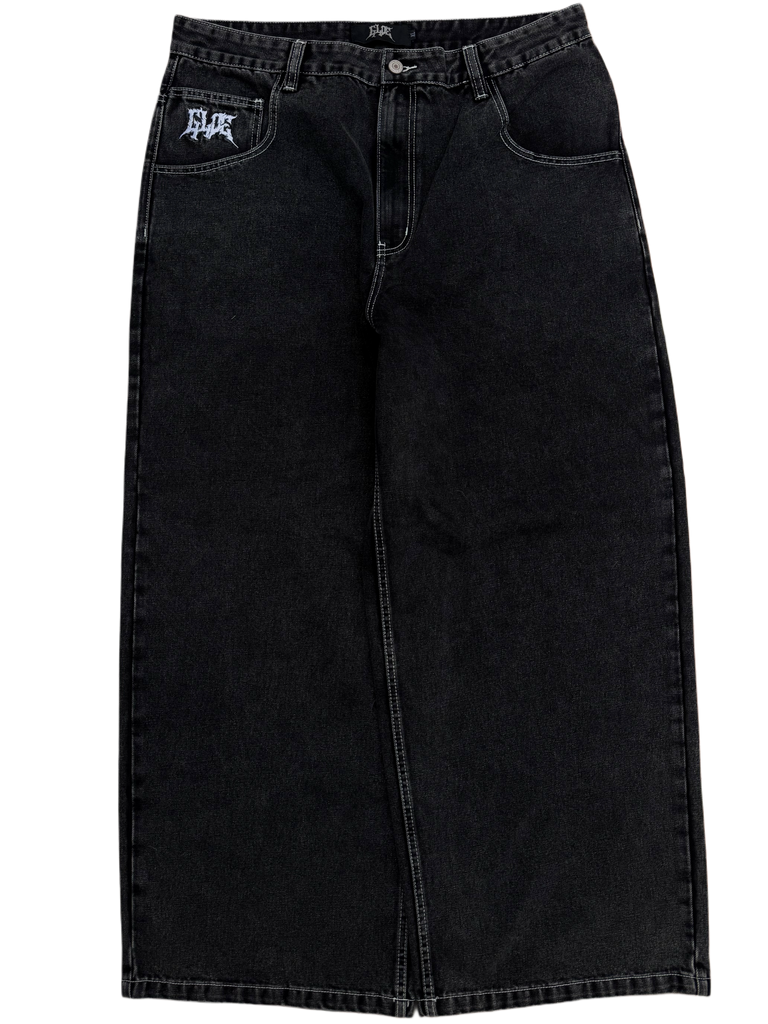 Black Wide Leg GLOE Snake Cross Jeans – Gloe Product, Inc