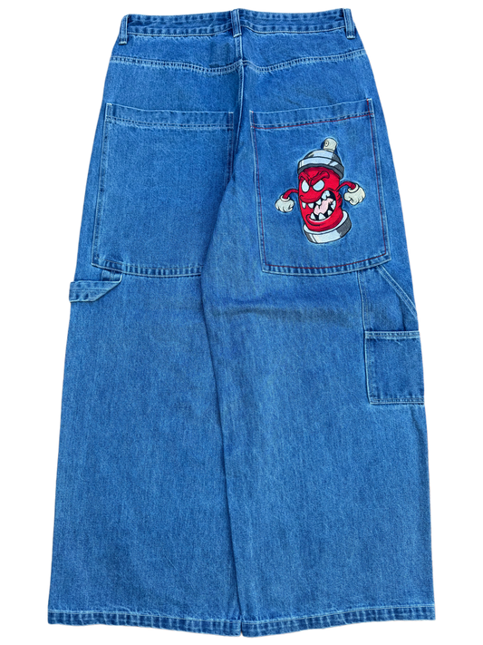 Blue Wideleg GLOE Spray Can Jeans