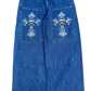 Blue Wideleg GLOE Skull Cross Jeans