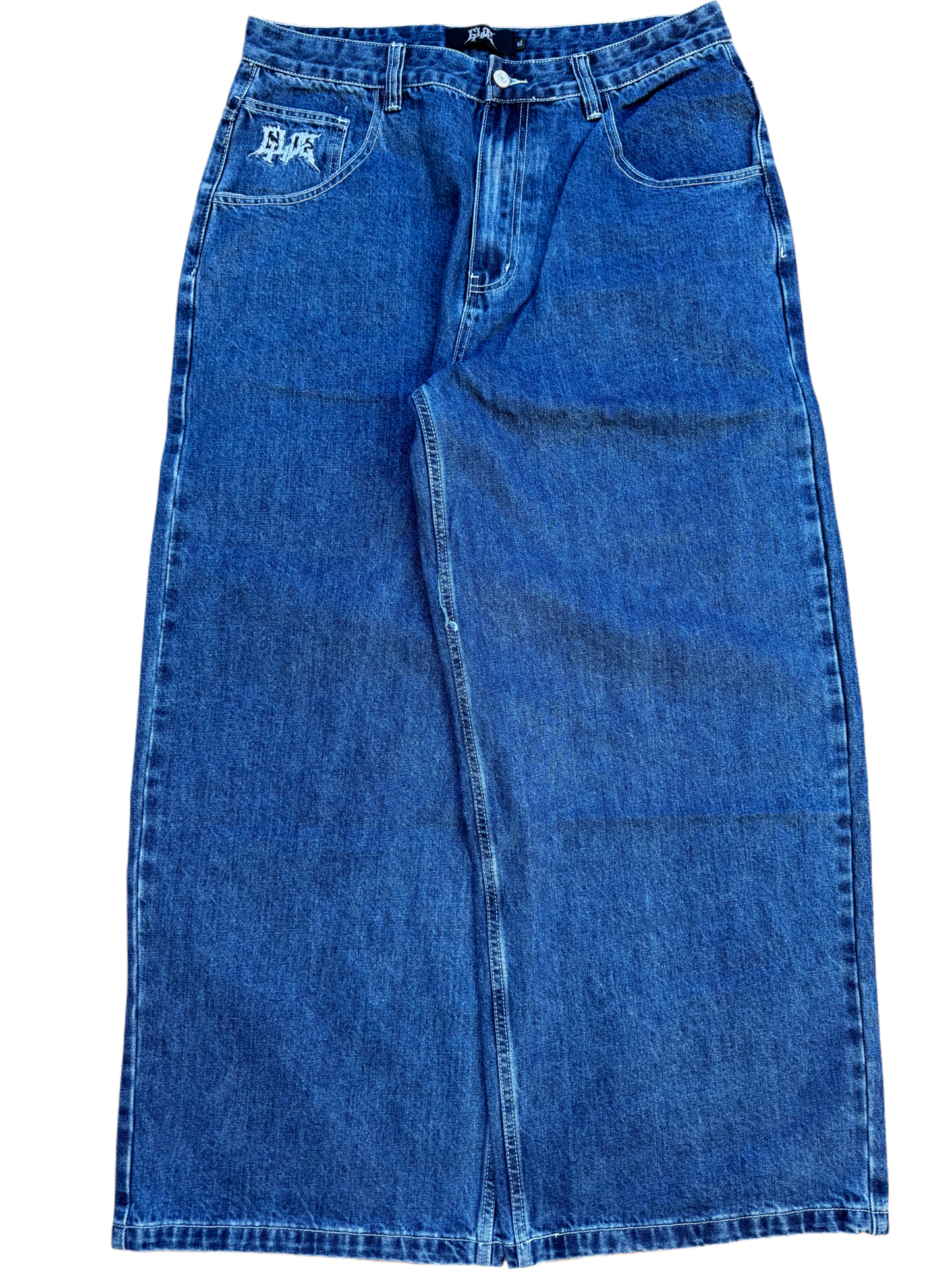 Blue Wideleg GLOE Bat Jeans