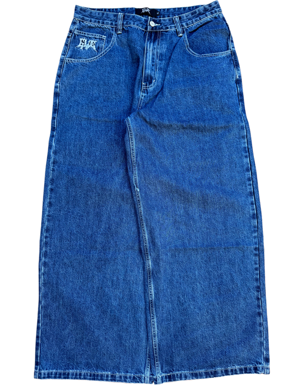 Blue Wide Leg GLOE Bat Jeans