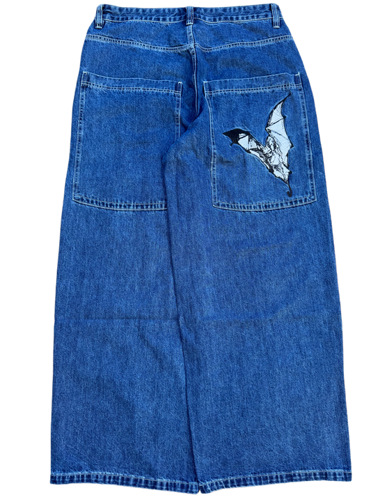 Blue Wideleg GLOE Bat Jeans