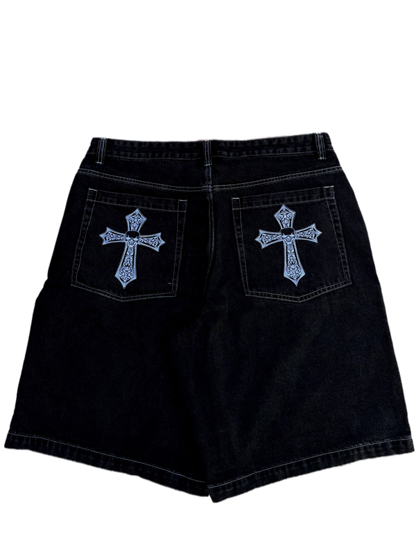 Black Skull Cross GLOE Jorts