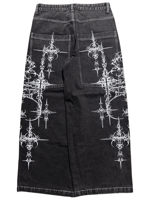 Black Wide Leg GLOE Cyber Jeans - Gloe Product, Inc.
