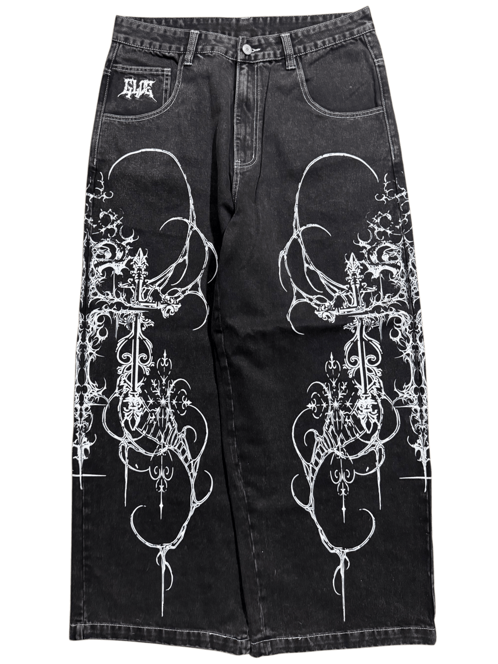 Black Wide Leg GLOE Cyber Jeans - Gloe Product, Inc.