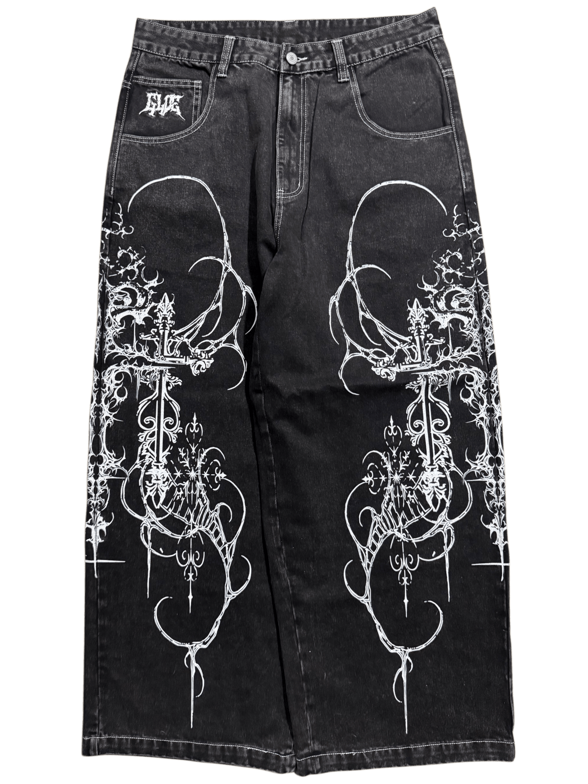 Black Wide Leg GLOE Cyber Jeans - Gloe Product, Inc.