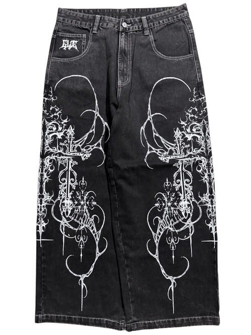 Black Wide Leg GLOE Cyber Jeans - Gloe Product, Inc.