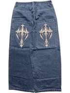 Blue Wide Leg GLOE Cyber Cross Jeans - Gloe Product, Inc.