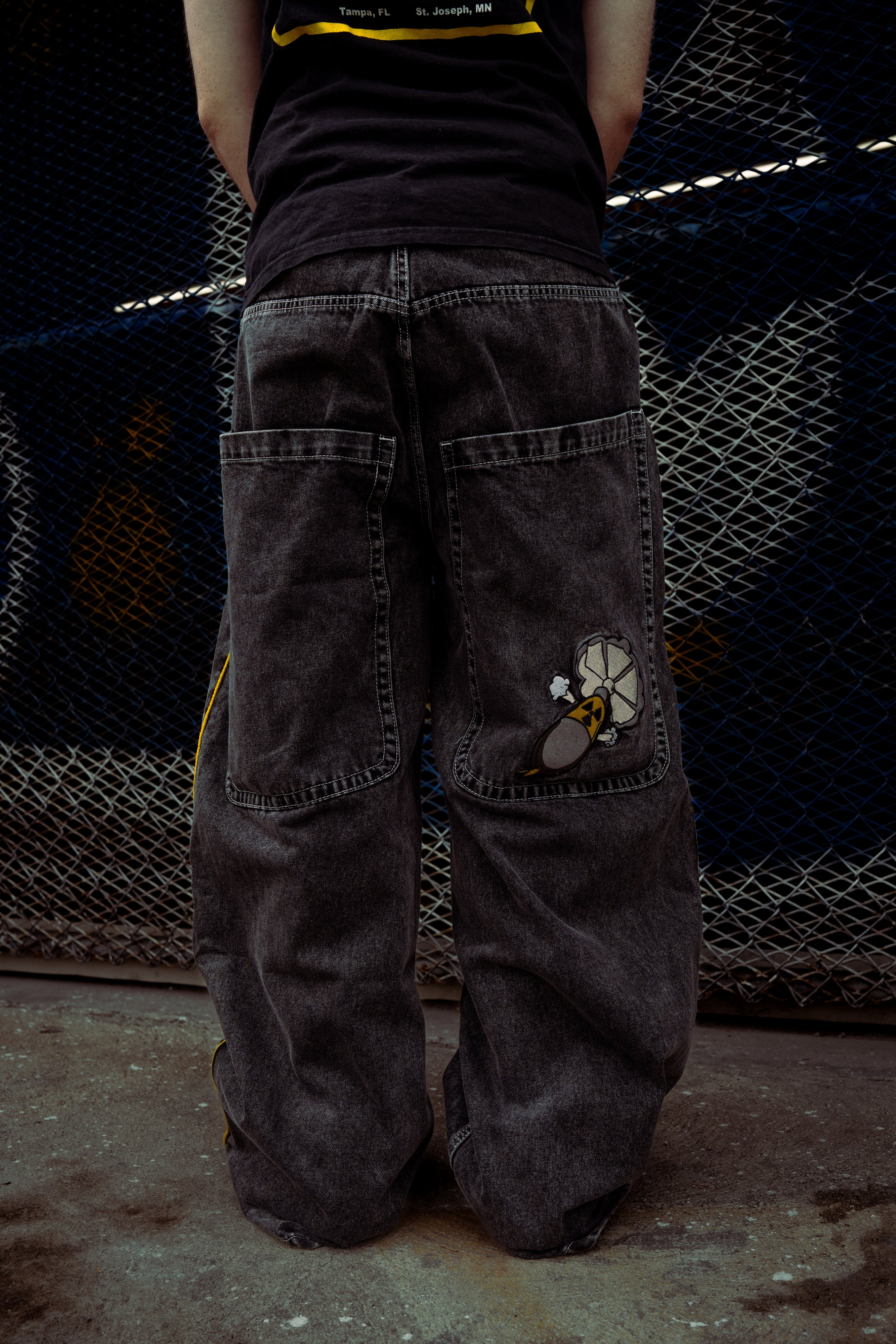 Black Wide Leg GLOE Nuke Jeans