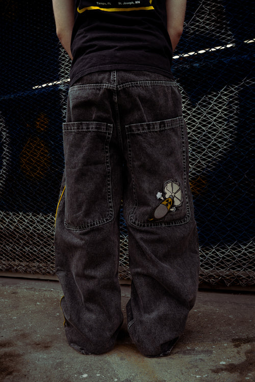 Black Wide Leg GLOE Nuke Jeans