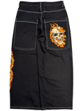 Black Flaming Skull Jeans Bombshell X GLOE