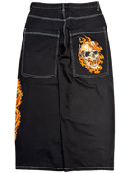Black Flaming Skull Jeans Bombshell X GLOE
