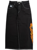 Black Flaming Skull Jeans Bombshell X GLOE
