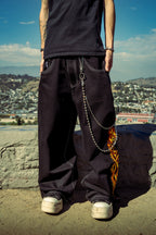 Black Flaming Skull Jeans Bombshell X GLOE