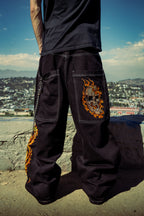 Black Flaming Skull Jeans Bombshell X GLOE