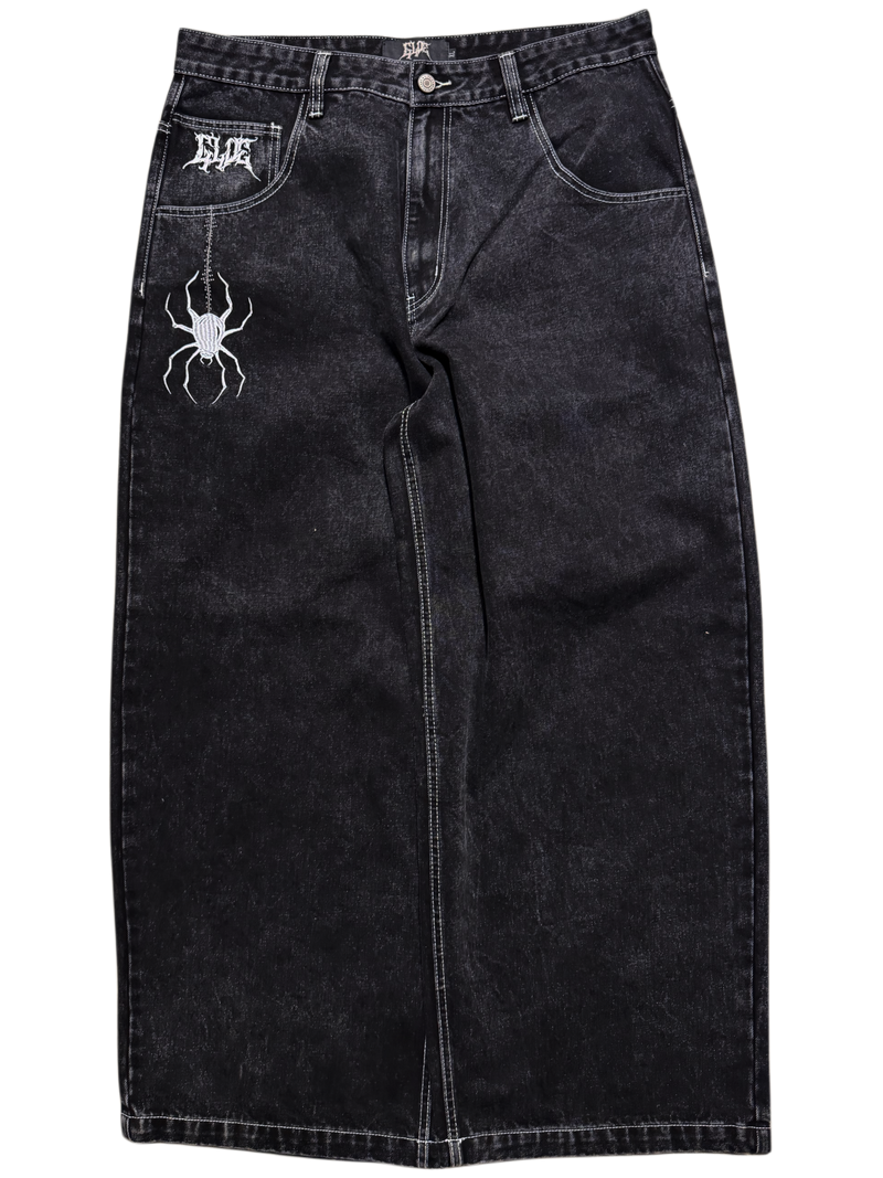 Black Wide Leg GLOE Spider Jeans v2