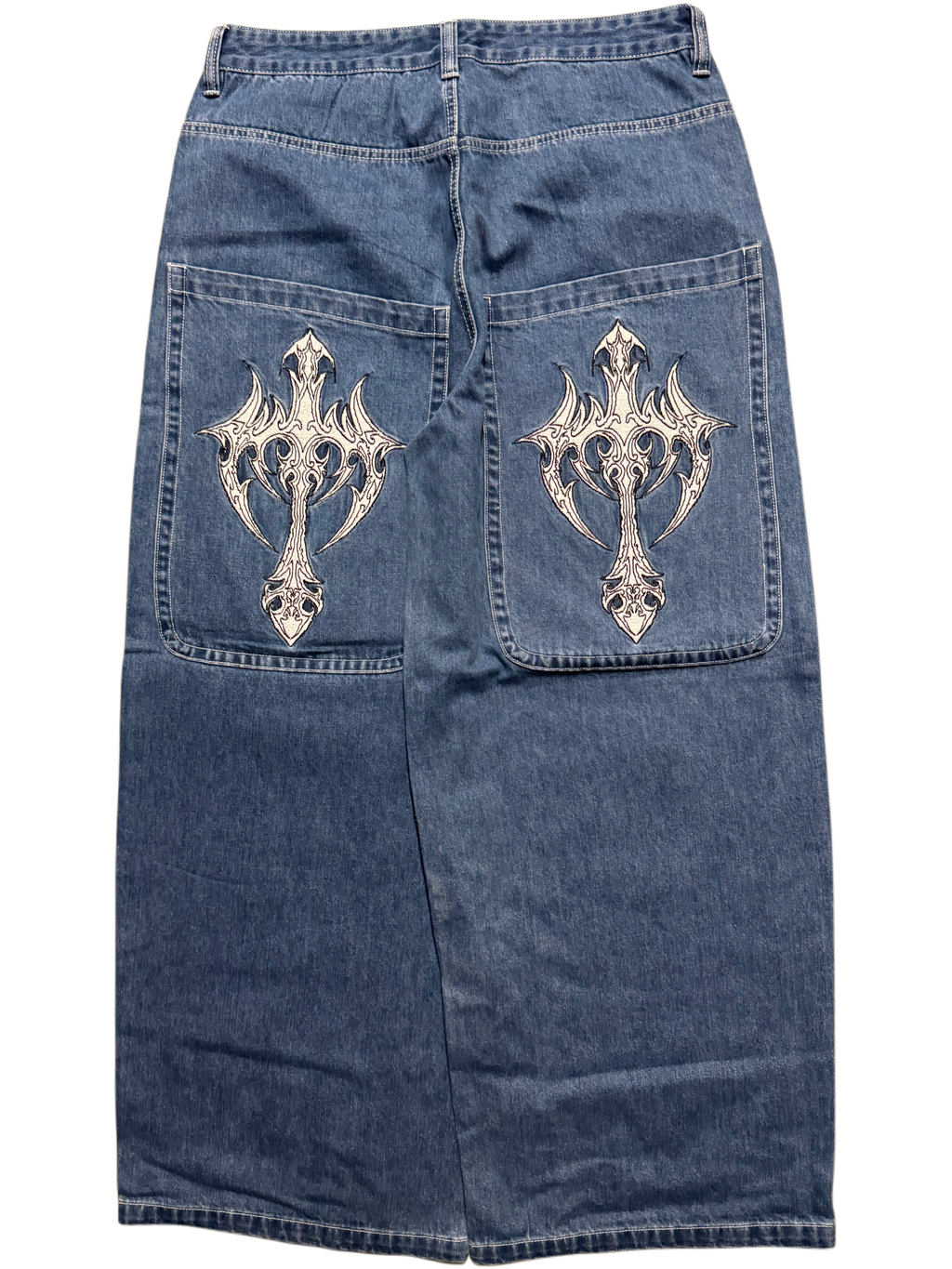 Blue Wide Leg GLOE Cyber Cross Jeans