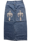 Blue Wide Leg GLOE Cyber Cross Jeans