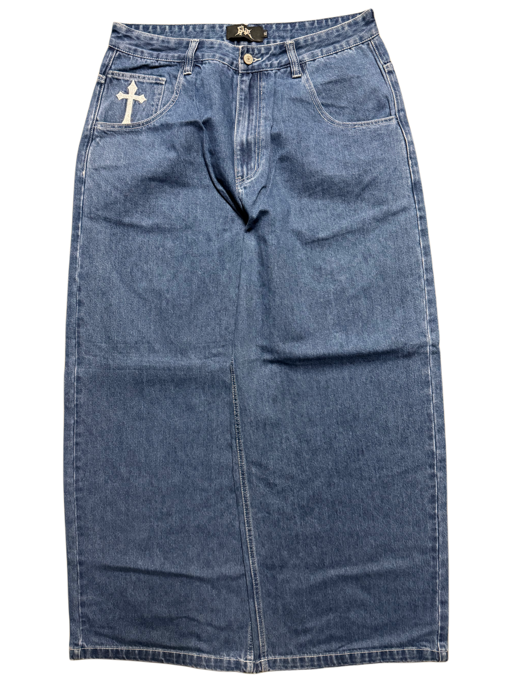 Blue Wide Leg GLOE Cyber Cross Jeans