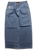 Blue Wide Leg GLOE Cyber Cross Jeans