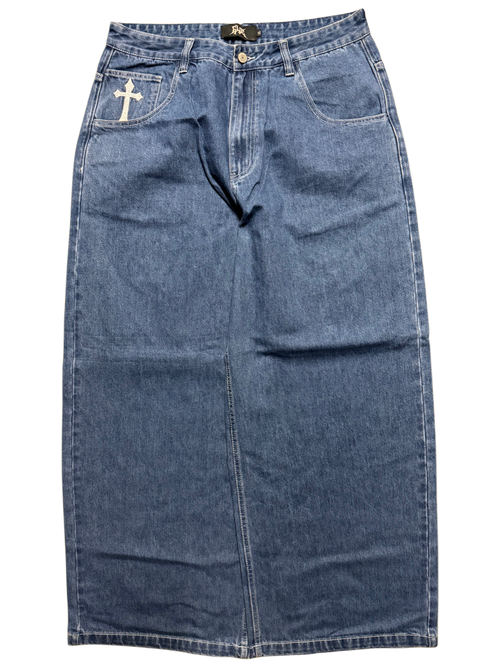 Blue Wide Leg GLOE Cyber Cross Jeans