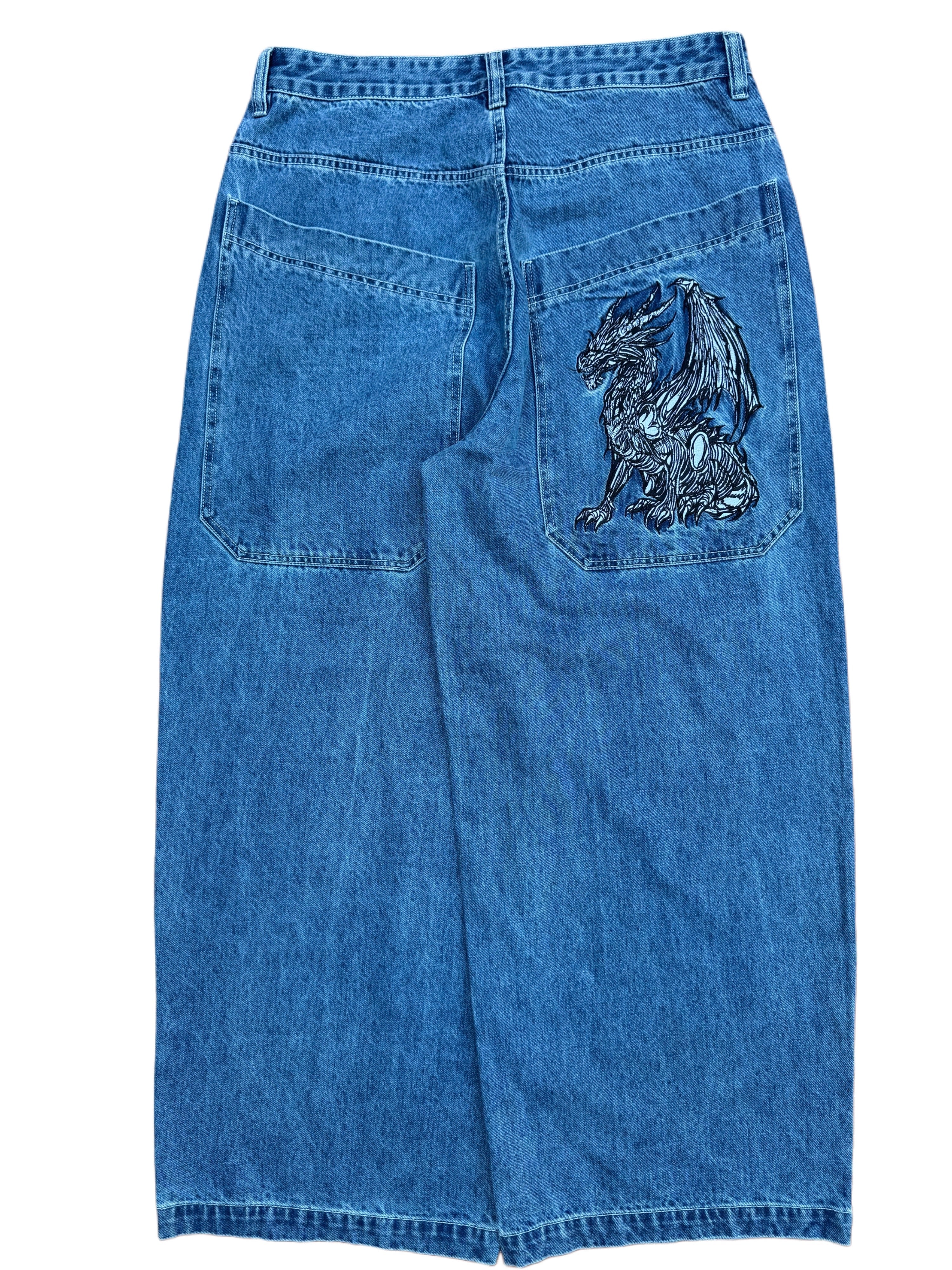 Blue Wide Leg GLOE Dragon Jeans V2