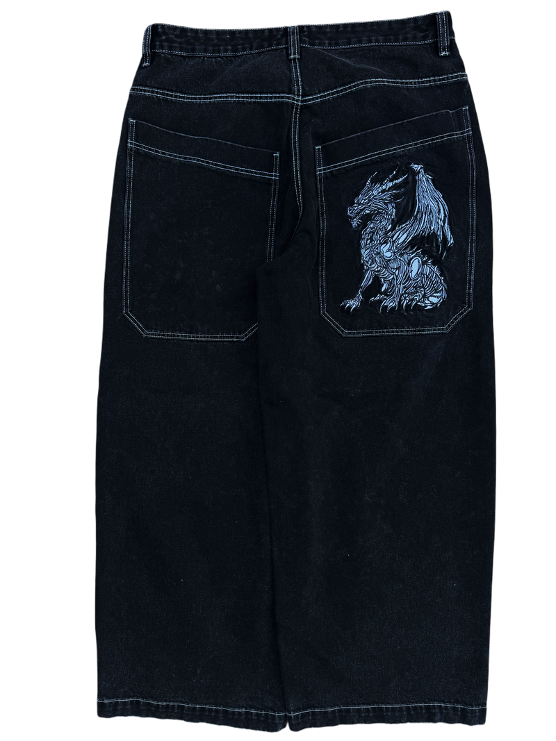 Black Wide Leg GLOE Dragon Jeans V2
