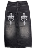 Black Wide Leg GLOE Cyber Cross Jeans