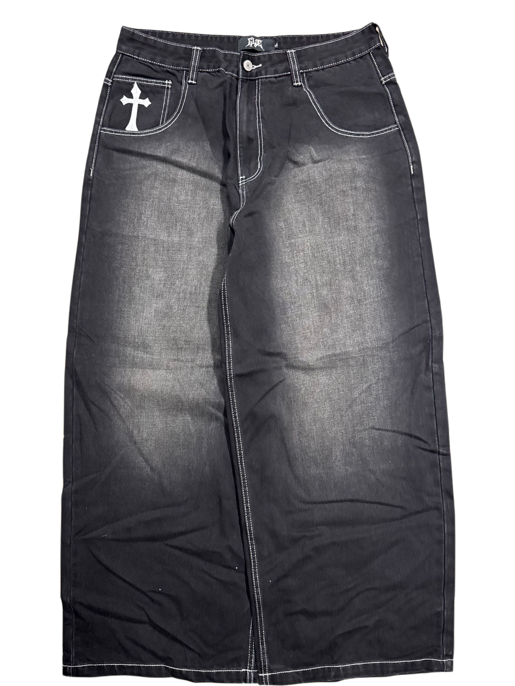 Black Wide Leg GLOE Cyber Cross Jeans
