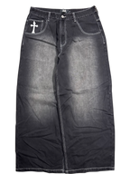 Black Wide Leg GLOE Cyber Cross Jeans