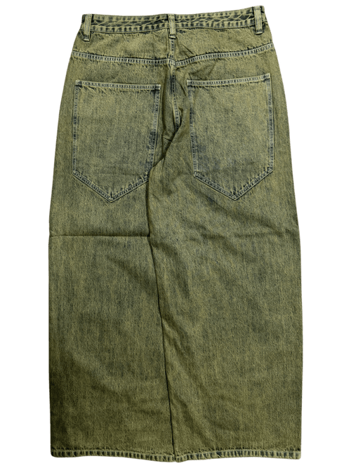 Green Washed Wide Leg Blank Stud Jeans - Gloe Product, Inc.