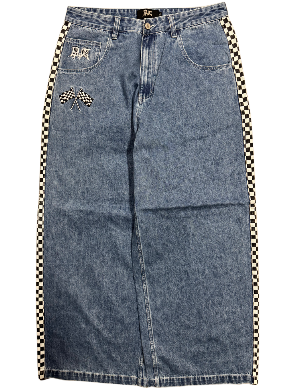 Blue Wide Leg GLOE Burn Out Jeans