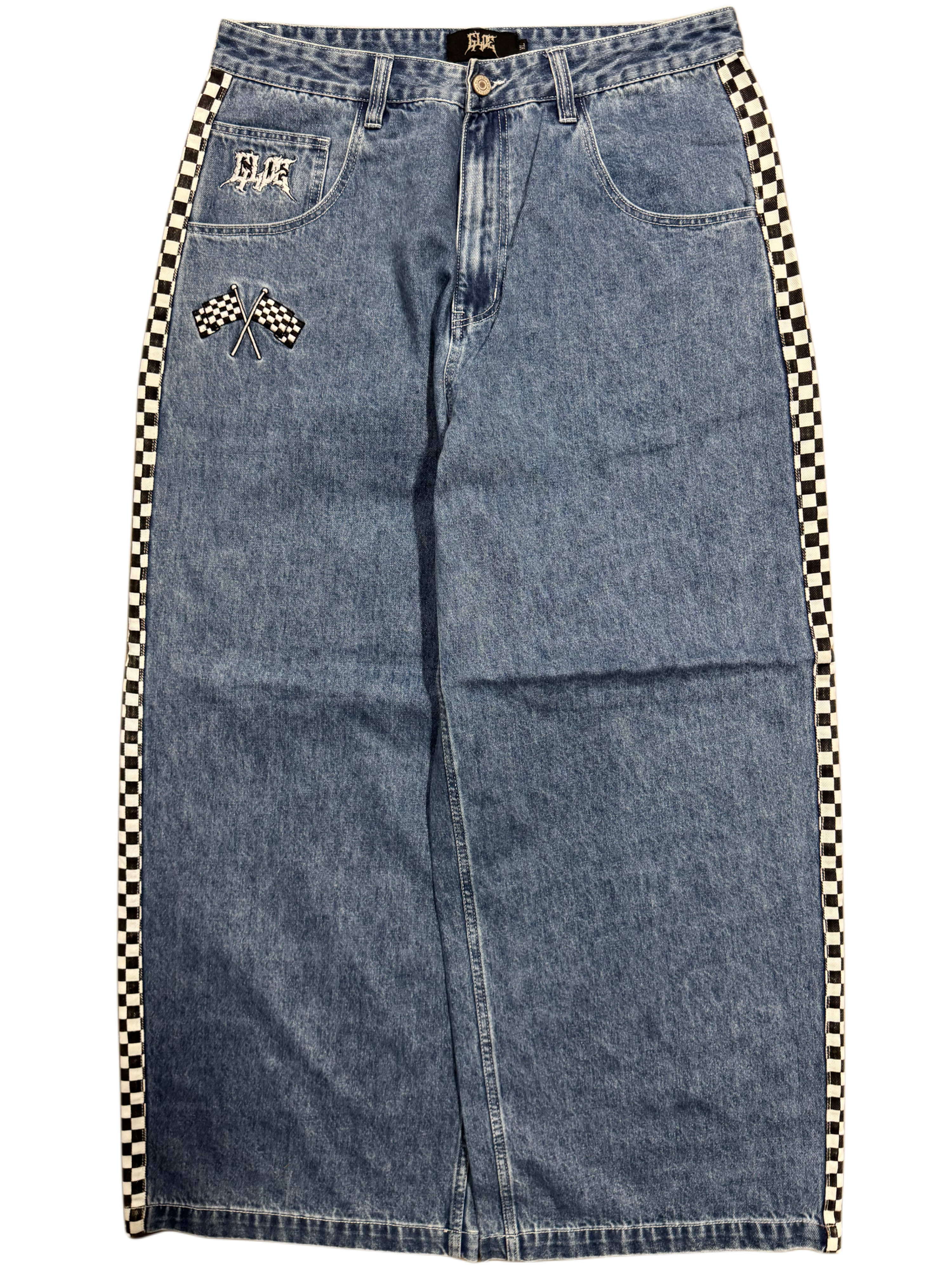 Blue Wide Leg GLOE Burn Out Jeans